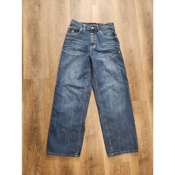 Rocawear wide-leg embroidered womens 14 (28x28) med wash Y2K embroidered - Picture 1 of 9